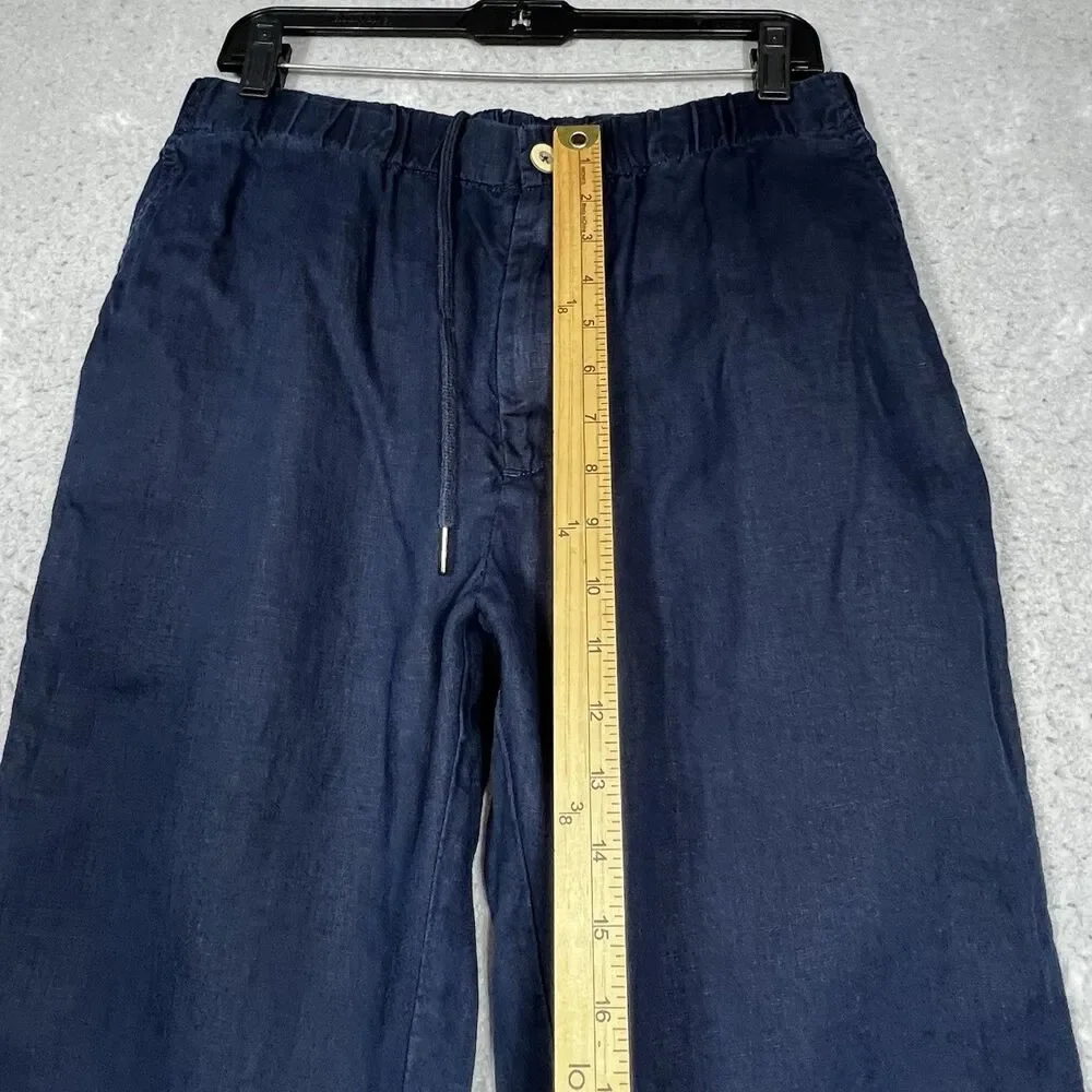 Quince Pants Womens Small Blue Cotton Linen Twill Straight Leg Pant Pockets